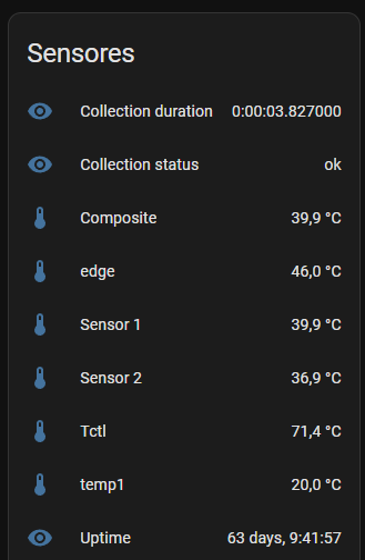 Sensores de temperatura do host no Home Assistant