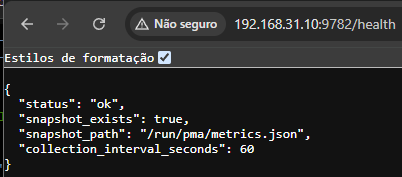Resposta do endpoint health