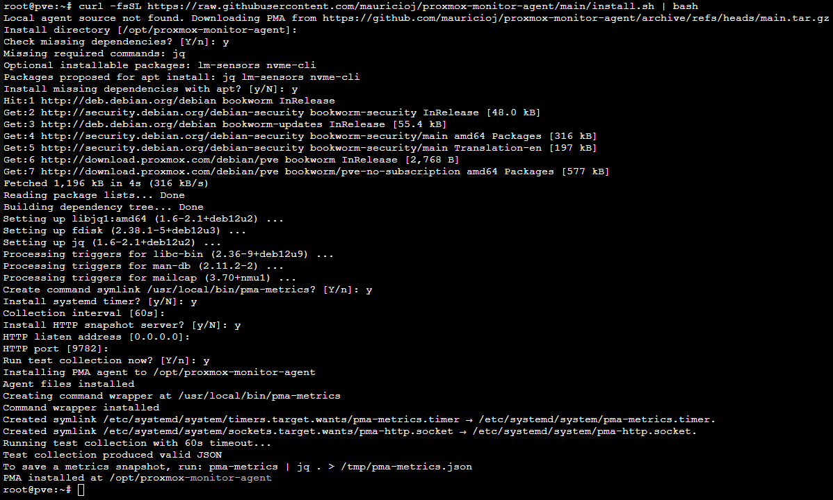 Instalador interativo do Proxmox Monitor Agent